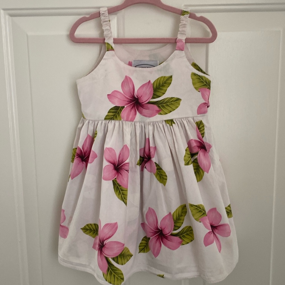 Pacific Legend Girls Hawaiian Pink Floral Sundress. Size 3-4. Made in Hawaii USA